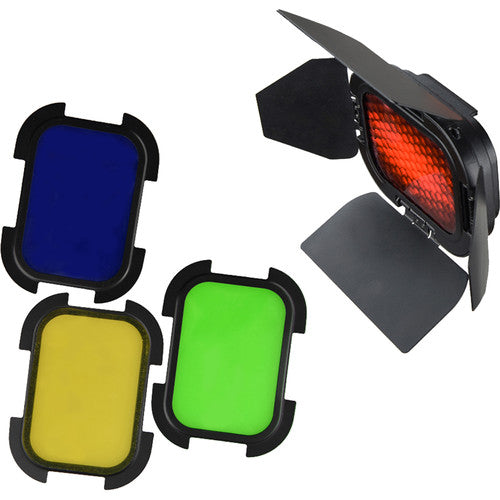 Godox Barndoor BD-07 Kit with 4 Color Gels for AD200 Speedlight Head