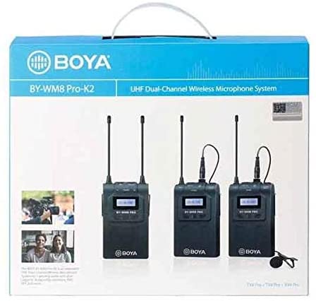 Boya BY-WM8 Pro-K2 UHF Dual-Channel Wireless Lavalier System (576.4 to 599.9 MHz, 568.6 to 592 MHz)