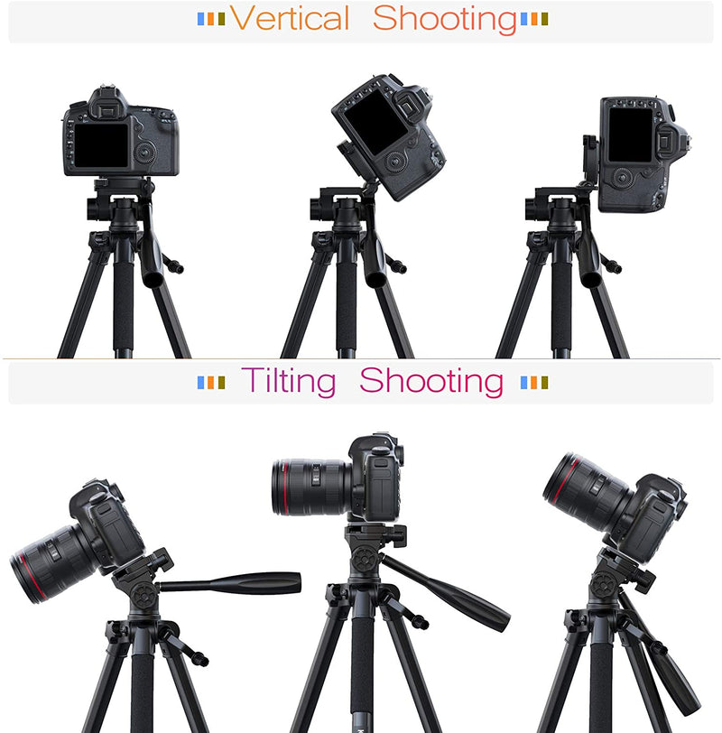 Kingjoy Lightweight Flip Lock Video Tripod VT-860 with Three-Way Head