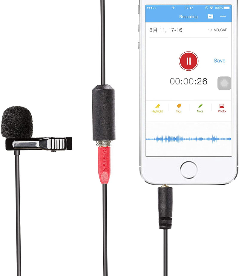 Saramonic SRLMX1+ Omnidirectional Lavalier Clip-On Microphone for iOS & Smartphones
