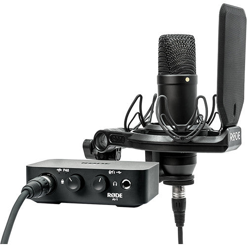 RODE NT1 + Ai-1 Complete Studio Kit with AI-1 Audio Interface, NT1 Microphone, SMR Shockmount, and Cables